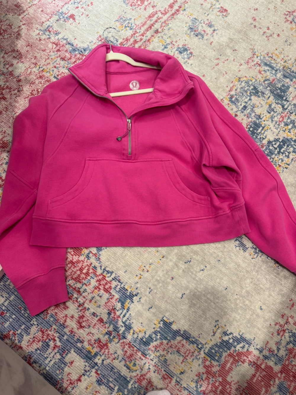 lululemon athletica Hot Pink Half-Zip Cropped Scuba Sweatshirt